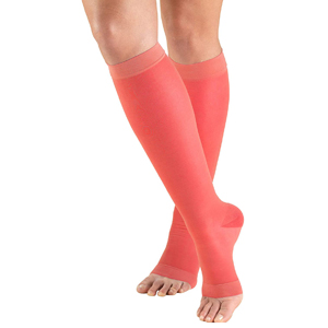 Truform Women’s 15-20 mmHg Sheer Open Toe, Knee High Compression Stockings