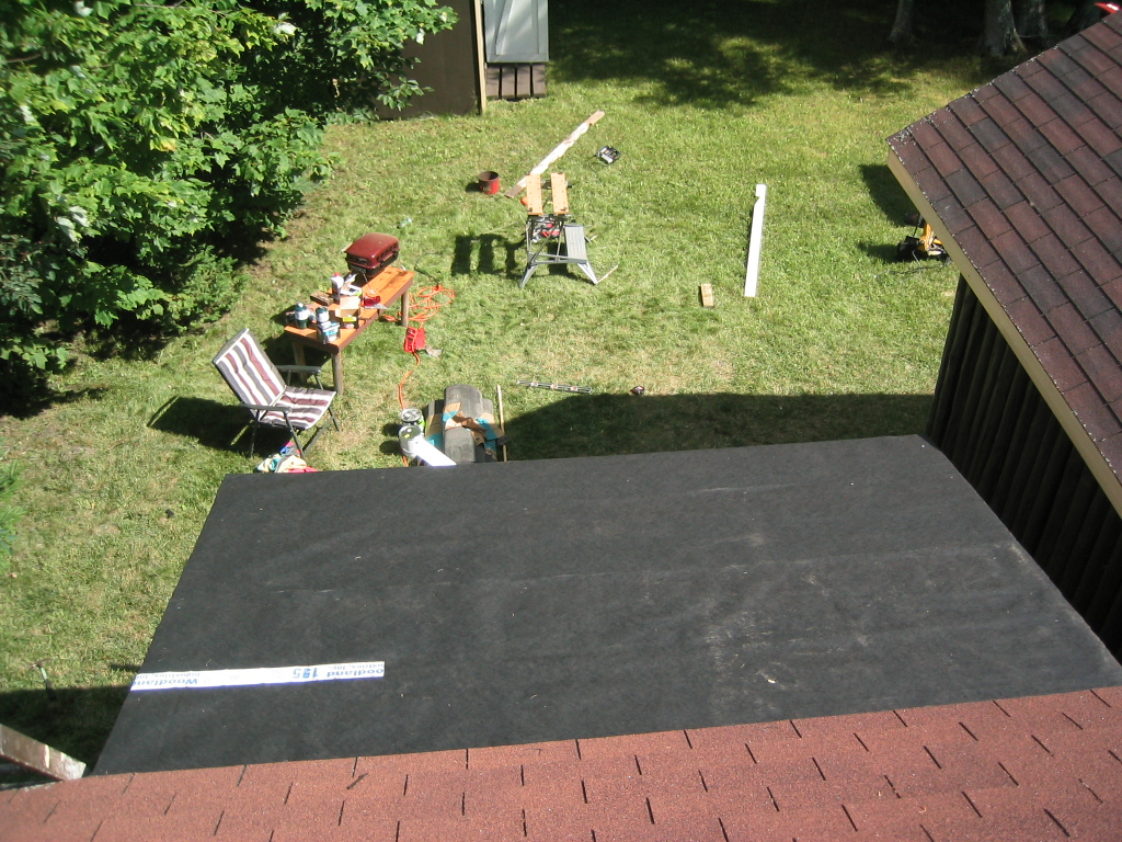 Felt Underlayment On Rear Porch Roof